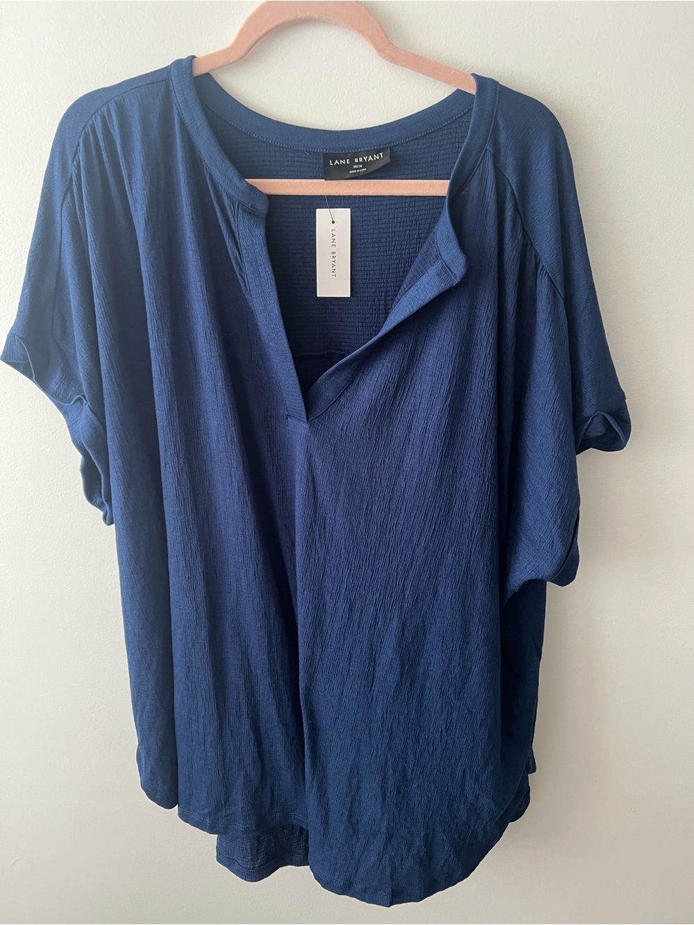 Lane Bryant Deep Blue Textured V-Neck Top